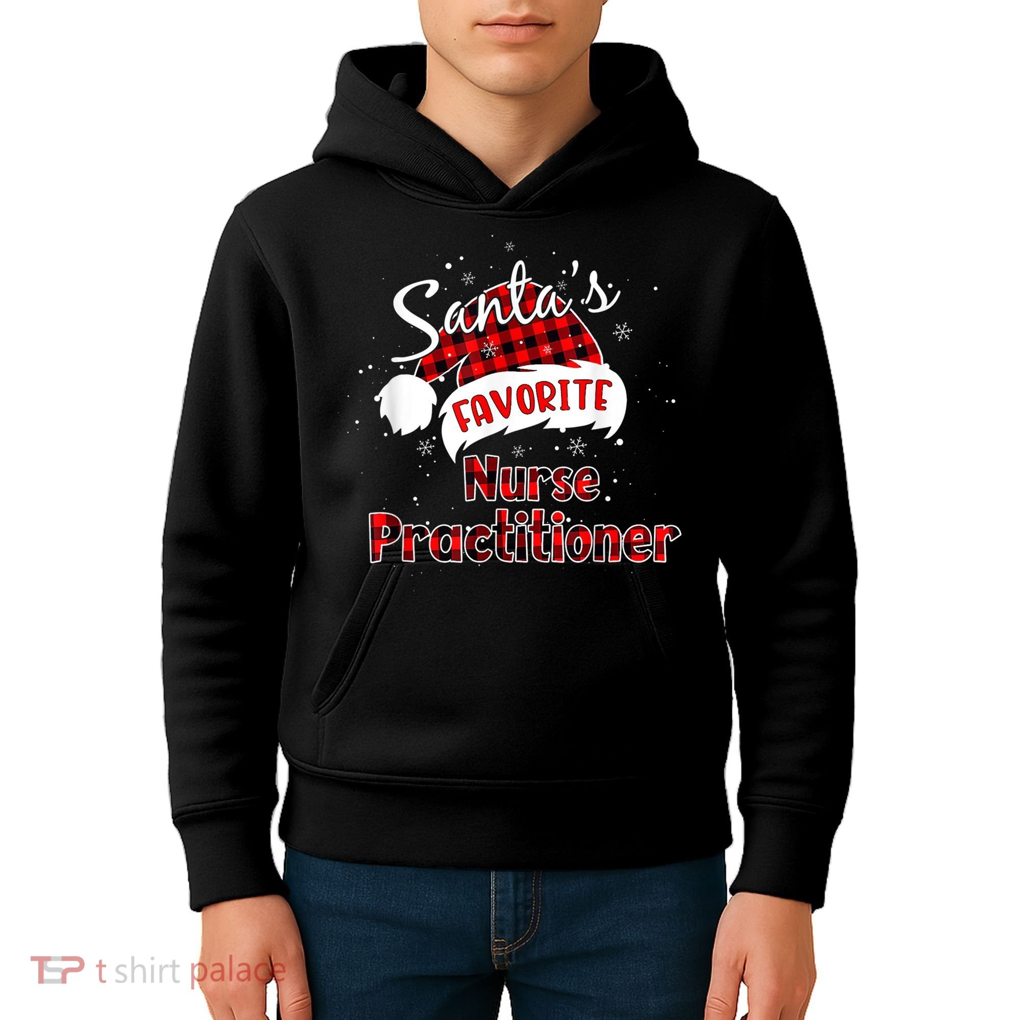 Funny Santa's Favorite Nurse Practitioner Christmas Pajama Kids Hoodie