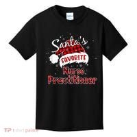 Funny Santa's Favorite Nurse Practitioner Christmas Pajama Kids T-Shirt thumb 0