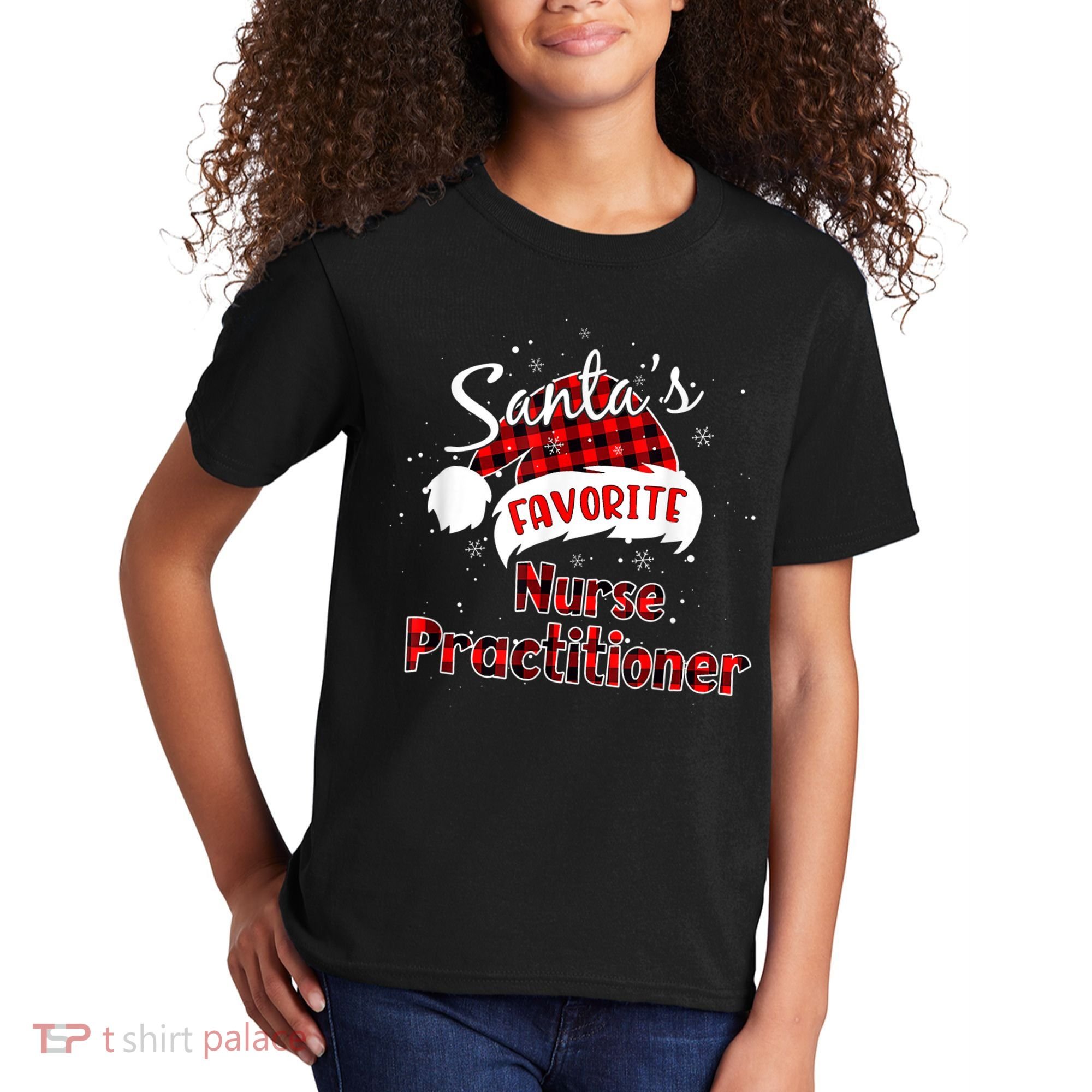 Funny Santa's Favorite Nurse Practitioner Christmas Pajama Kids T-Shirt