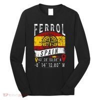 Ferrol Spain Flag Gps Coordinates Of Ferrol Long Sleeve Shirt thumb 0