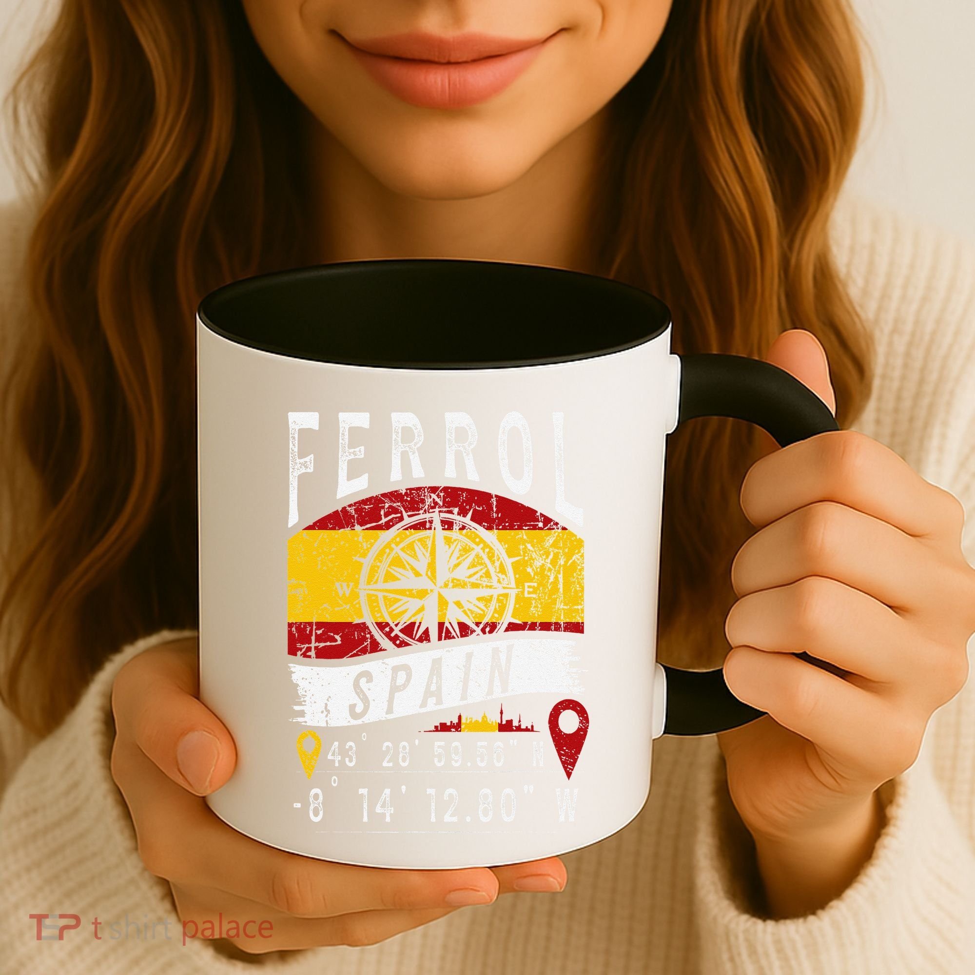 Ferrol Spain Flag Gps Coordinates Of Ferrol Coffee Mug