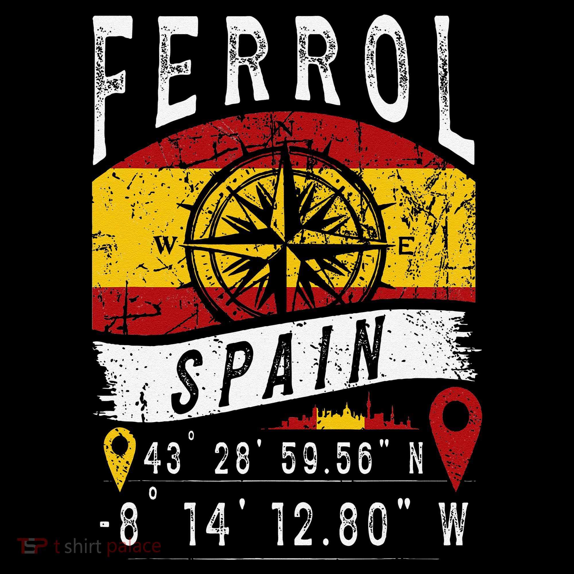 Ferrol Spain Flag Gps Coordinates Of Ferrol Coffee Mug