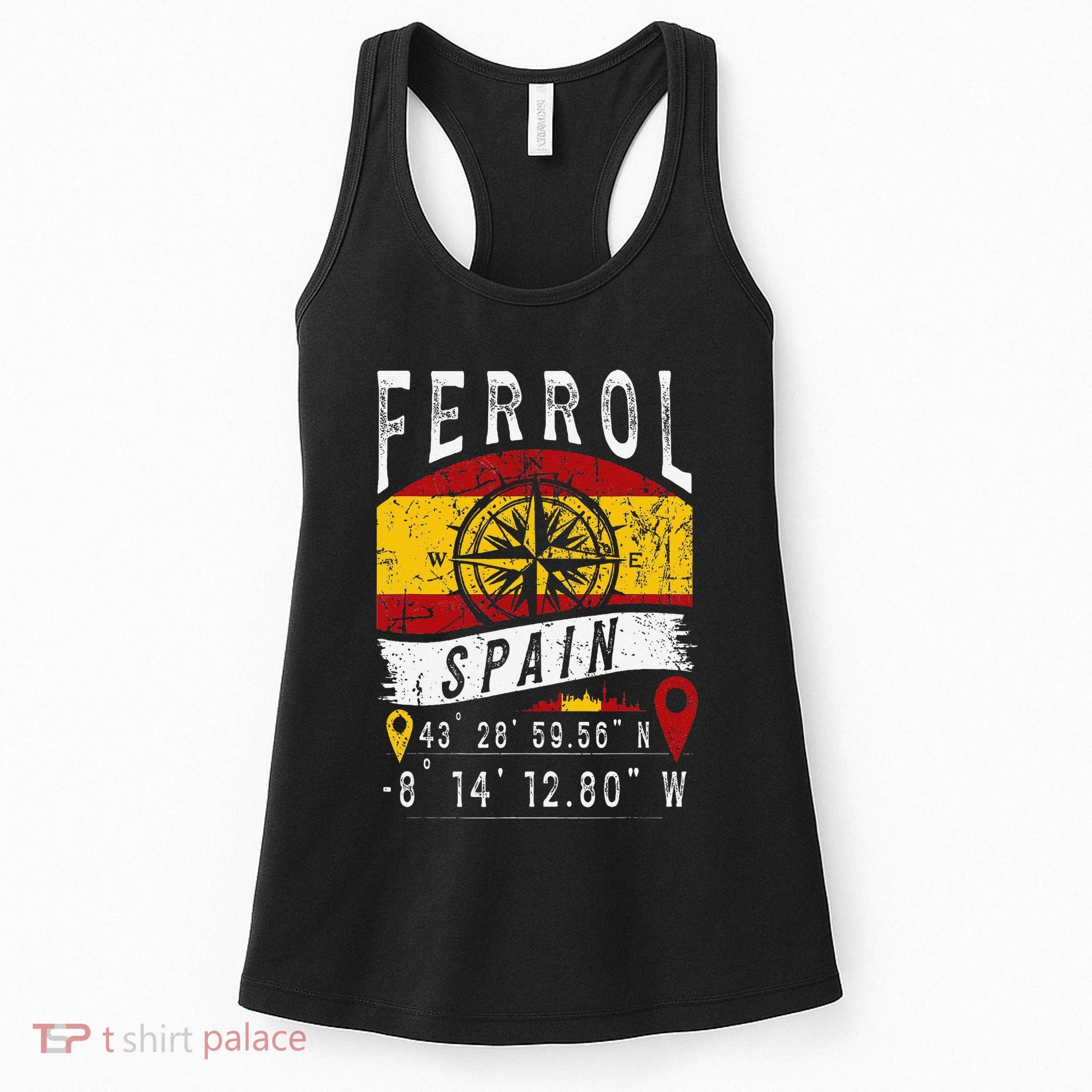 Ferrol Spain Flag Gps Coordinates Of Ferrol Women's Tank Top