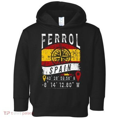 Ferrol Spain Flag Gps Coordinates Of Ferrol Toddler Hoodie