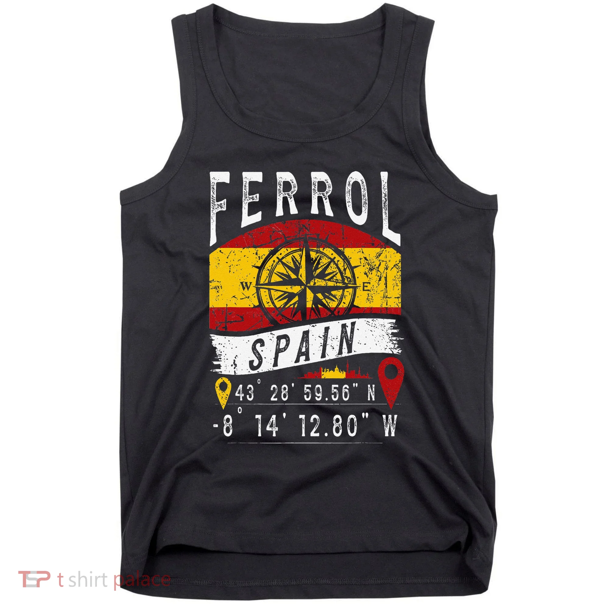 Ferrol Spain Flag Gps Coordinates Of Ferrol Tank Top