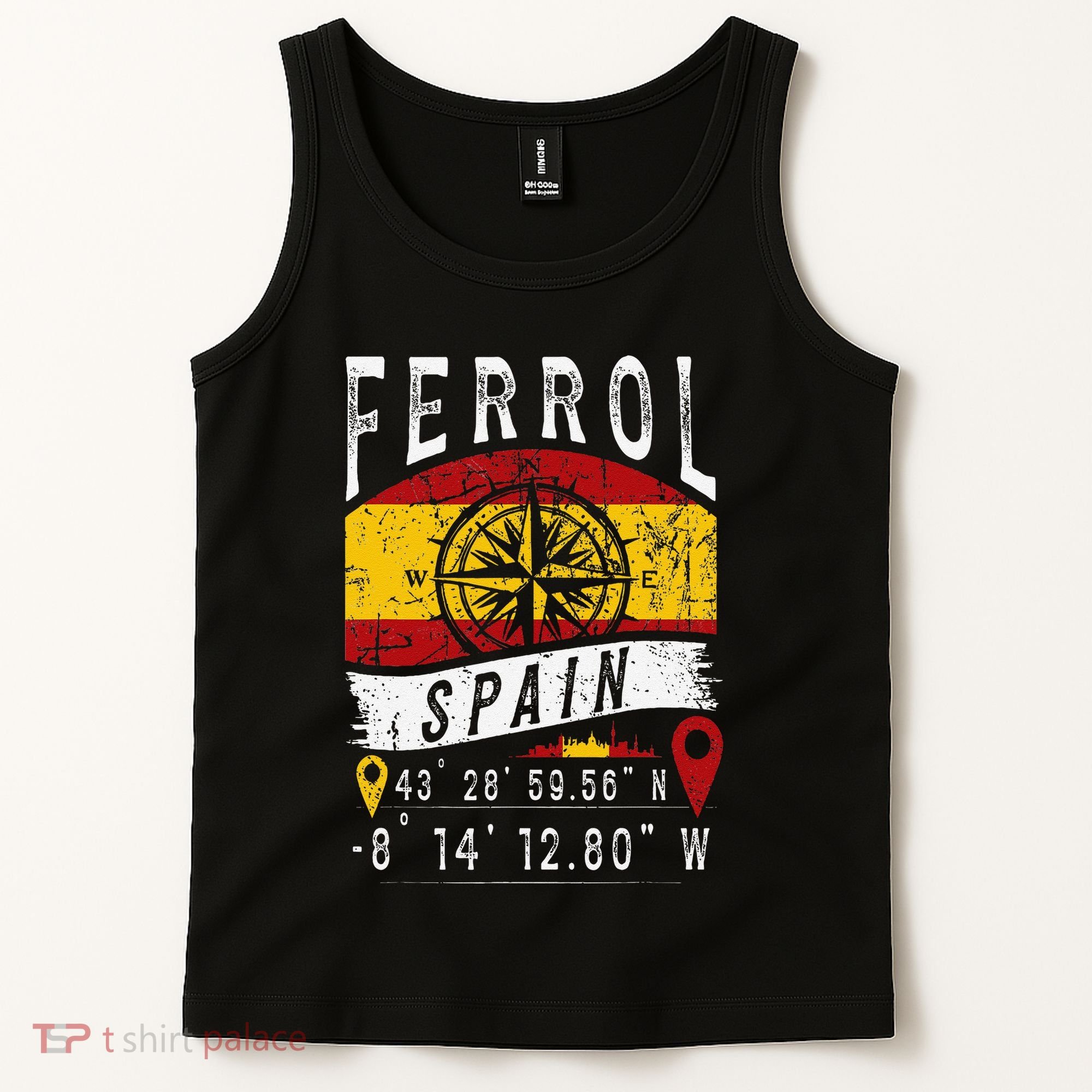 Ferrol Spain Flag Gps Coordinates Of Ferrol Tank Top