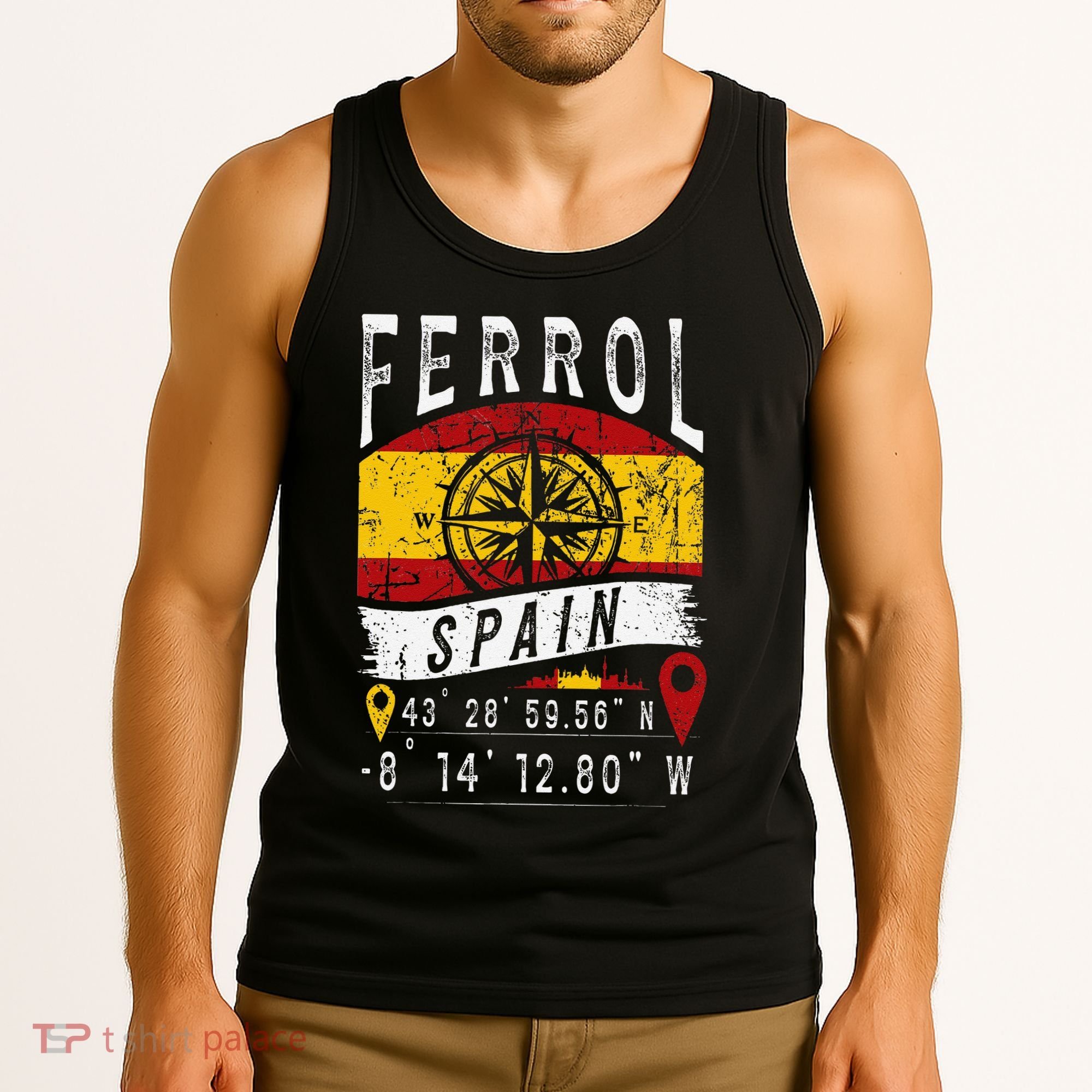 Ferrol Spain Flag Gps Coordinates Of Ferrol Tank Top