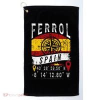 Ferrol Spain Flag Gps Coordinates Of Ferrol Golf Towel thumb 0