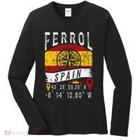 Ferrol Spain Flag Gps Coordinates Of Ferrol Women's Long Sleeve Shirt thumb 0