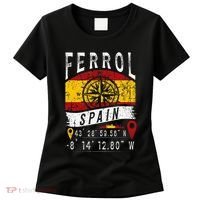 Ferrol Spain Flag Gps Coordinates Of Ferrol Women's T-Shirt thumb 0