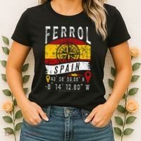 Ferrol Spain Flag Gps Coordinates Of Ferrol Women's T-Shirt thumb 2