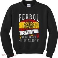 Ferrol Spain Flag Gps Coordinates Of Ferrol Kids Sweatshirt thumb 0