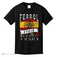 Ferrol Spain Flag Gps Coordinates Of Ferrol Kids T-Shirt thumb 0