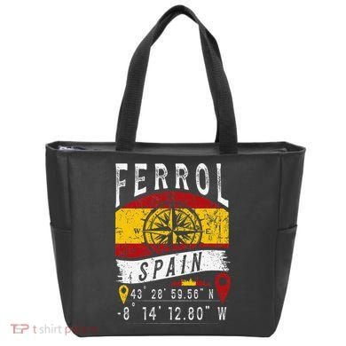 Ferrol Spain Flag Gps Coordinates Of Ferrol Tote Bag