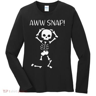 Funny Skeleton Funny Text Spooky Meme Halloween Women's Long Sleeve Shirt