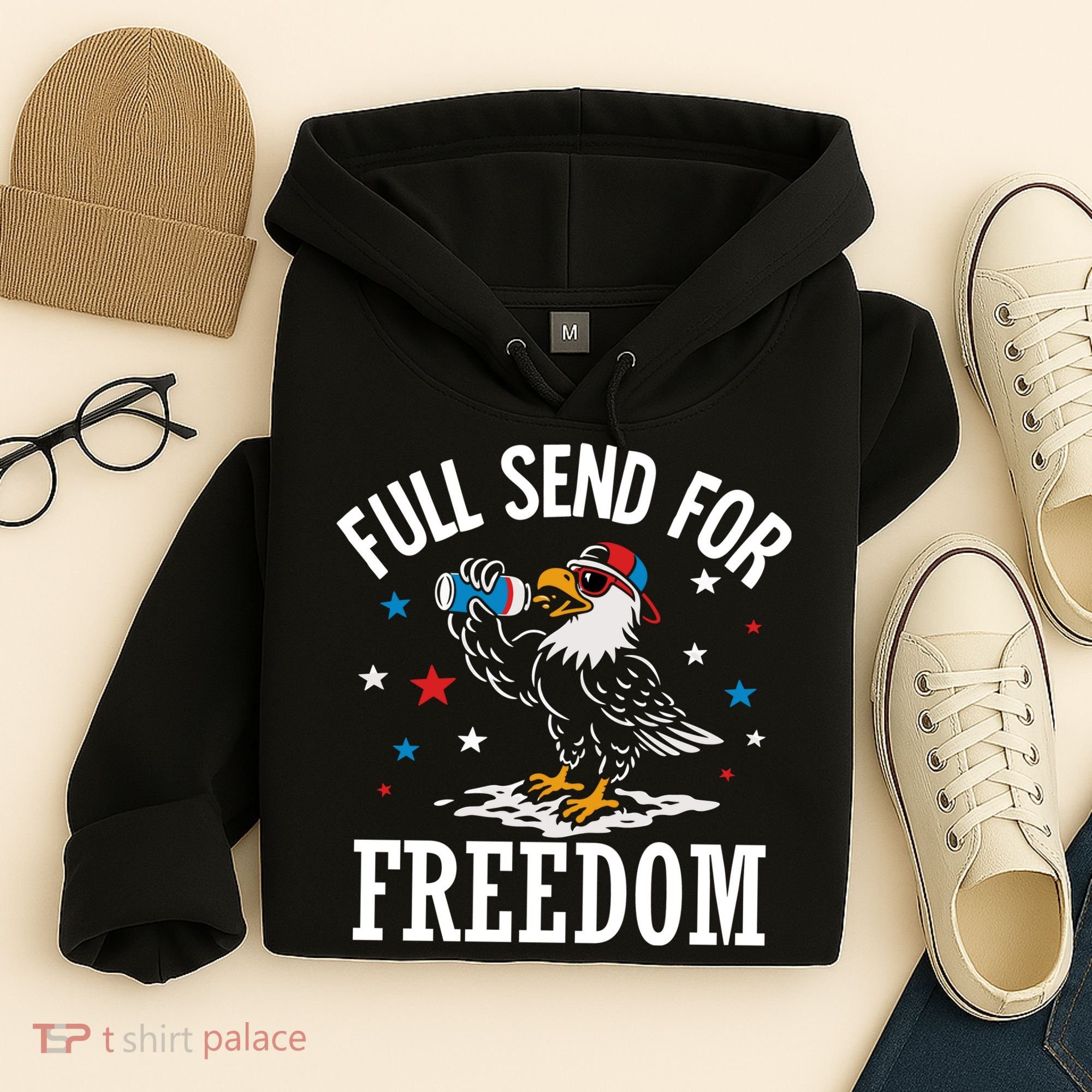 Full Send For Freedom Patriotic Eagle Hoodie