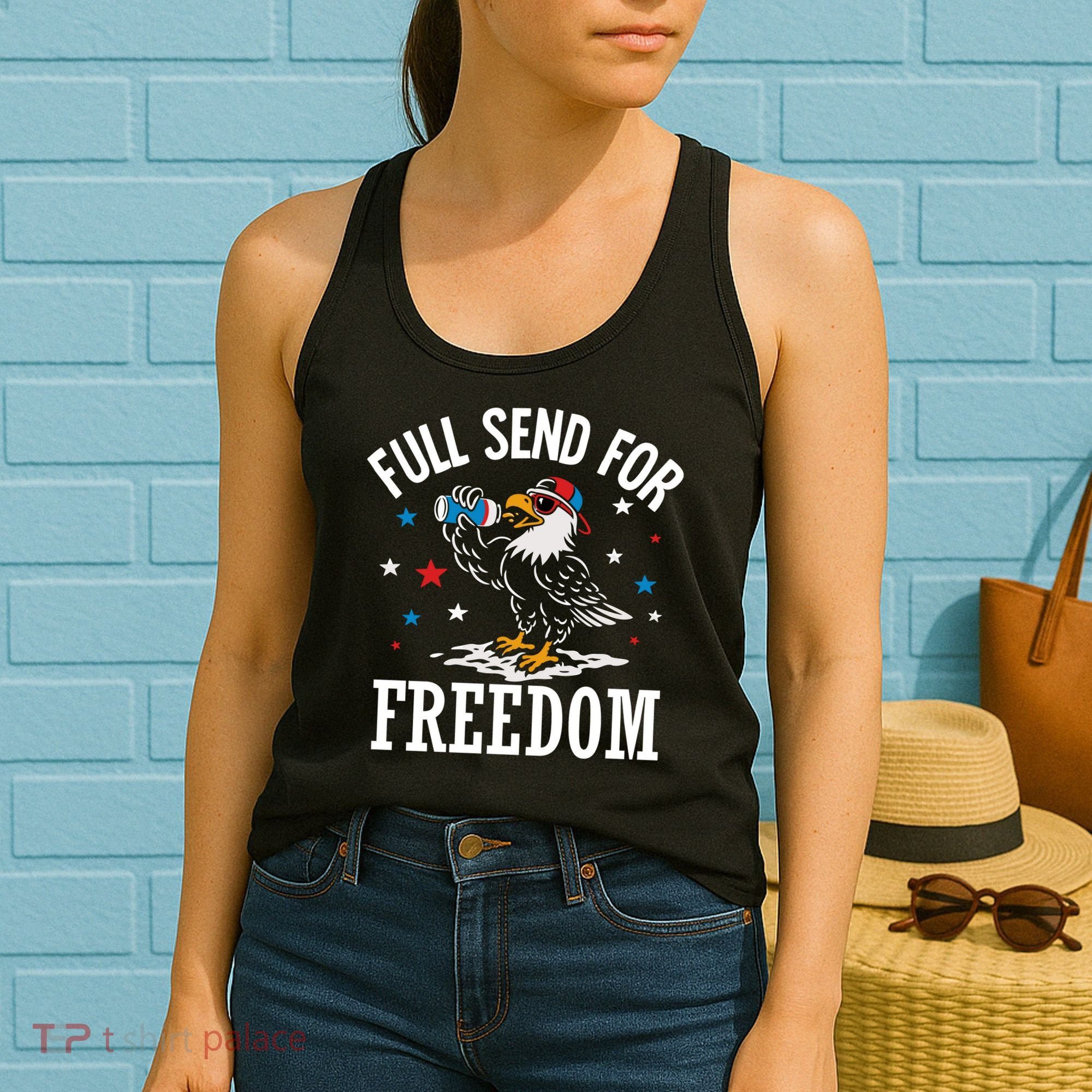 Full Send For Freedom Patriotic Eagle Women's Tank Top