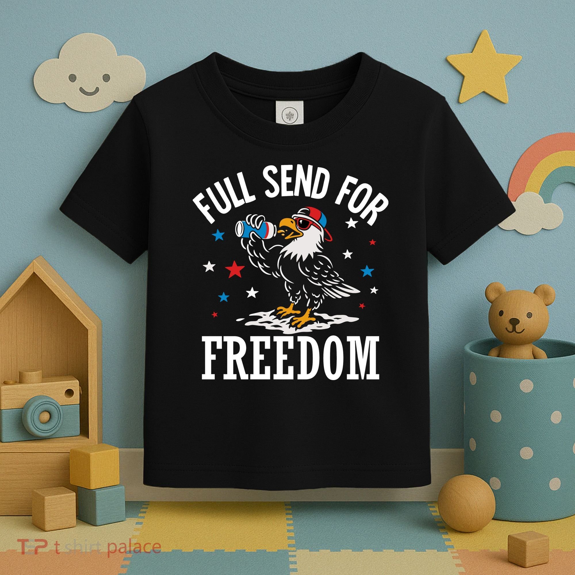 Full Send For Freedom Patriotic Eagle Toddler T-Shirt