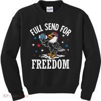 Full Send For Freedom Patriotic Eagle Kids Sweatshirt thumb 0