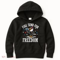 Full Send For Freedom Patriotic Eagle Kids Hoodie thumb 0