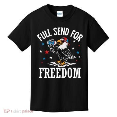 Full Send For Freedom Patriotic Eagle Kids T-Shirt