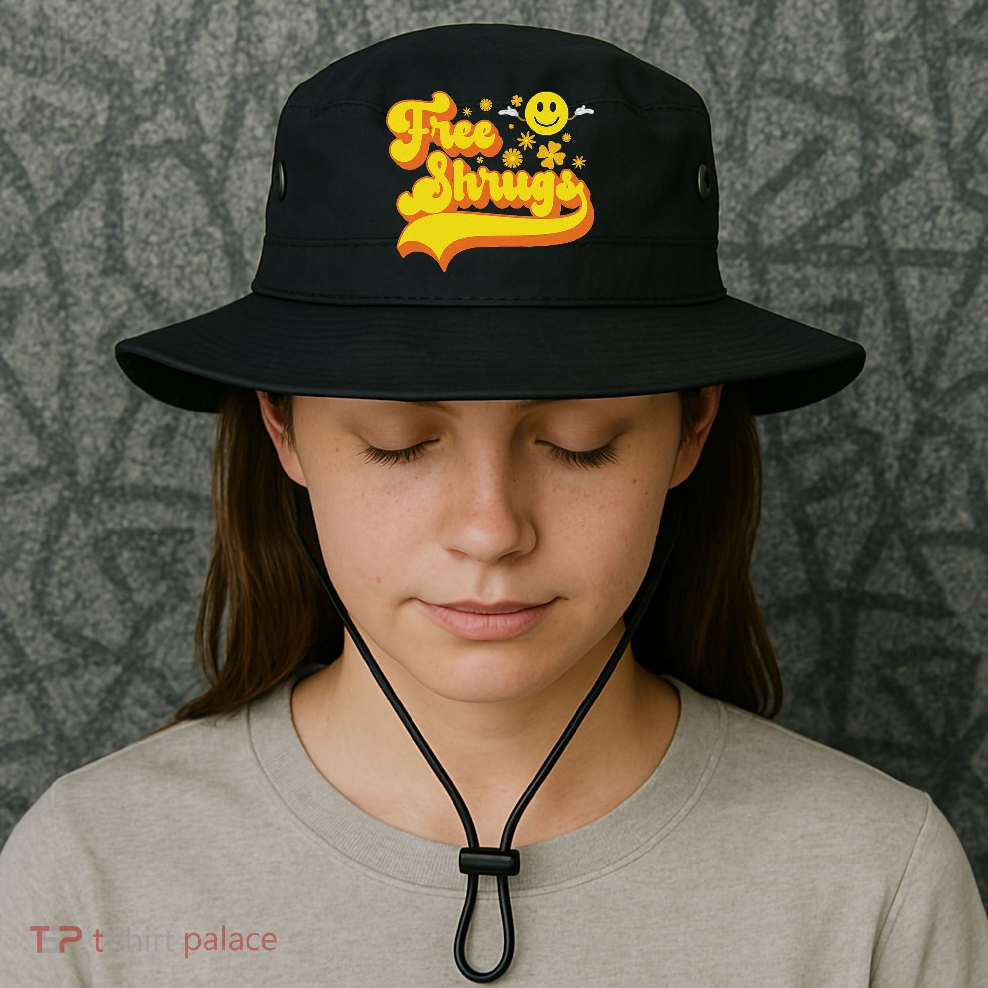 Free Shrugs Funny Classic Parody Bucket Hat