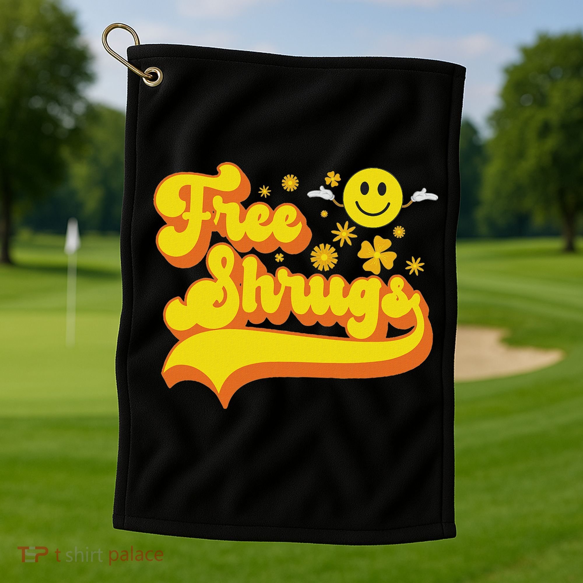 Free Shrugs Funny Classic Parody Golf Towel