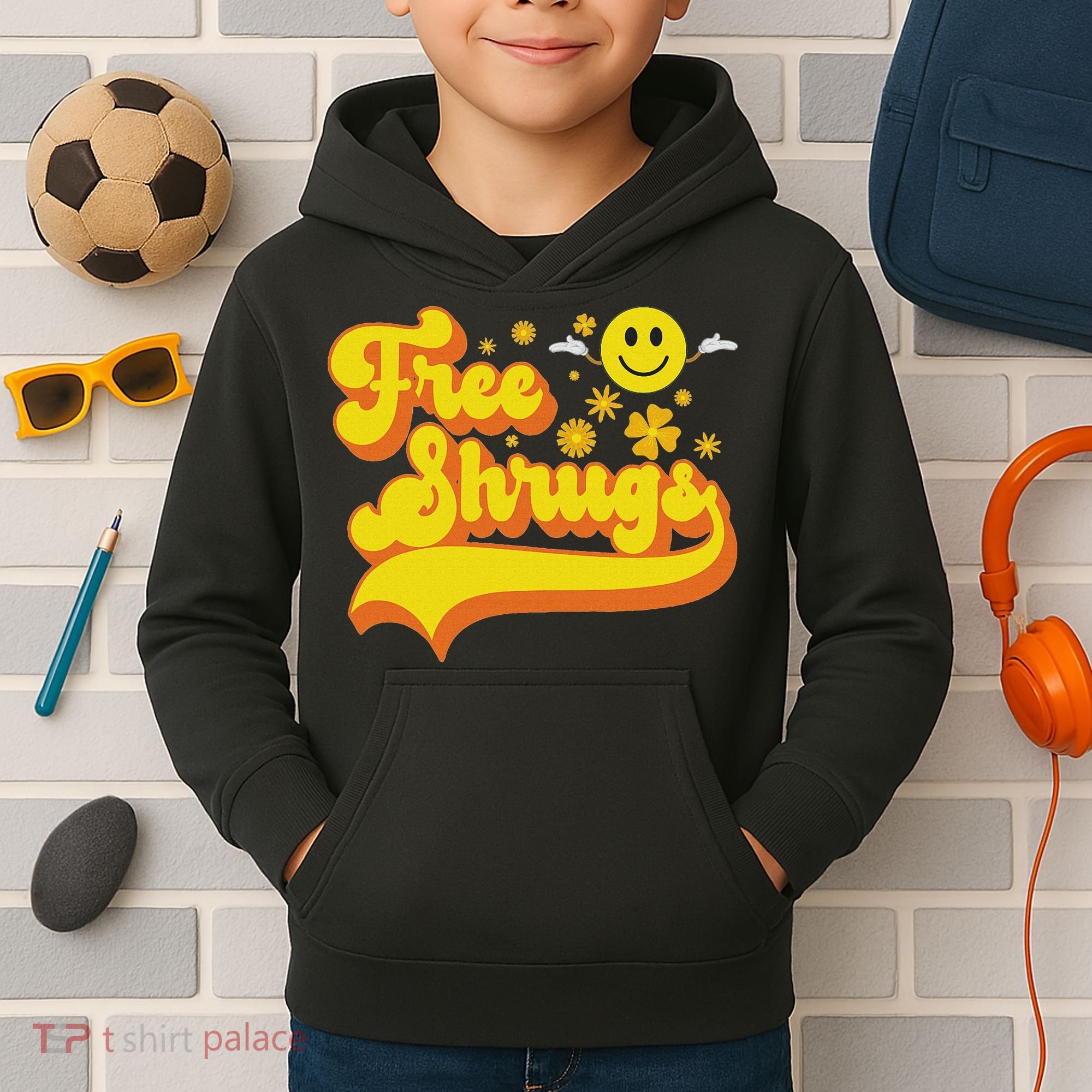 Free Shrugs Funny Classic Parody Kids Hoodie