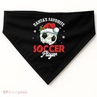 Funny Santa's Favorite Soccer Player Christmas Pajama TShirt USA-Made Doggie Bandana thumb 0