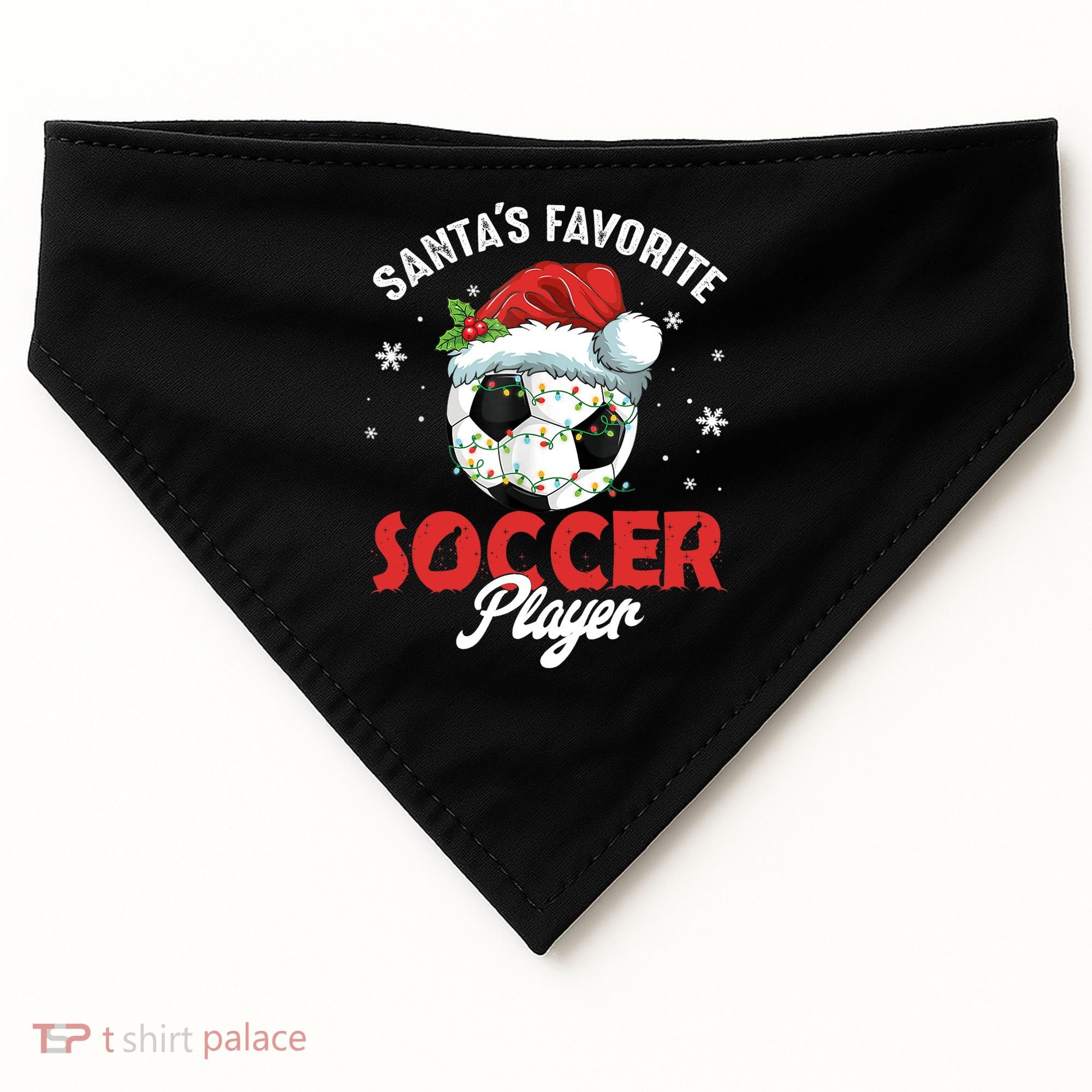 Funny Santa's Favorite Soccer Player Christmas Pajama TShirt USA-Made Doggie Bandana