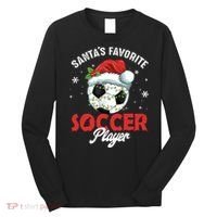 Funny Santa's Favorite Soccer Player Christmas Pajama TShirt Long Sleeve Shirt thumb 0