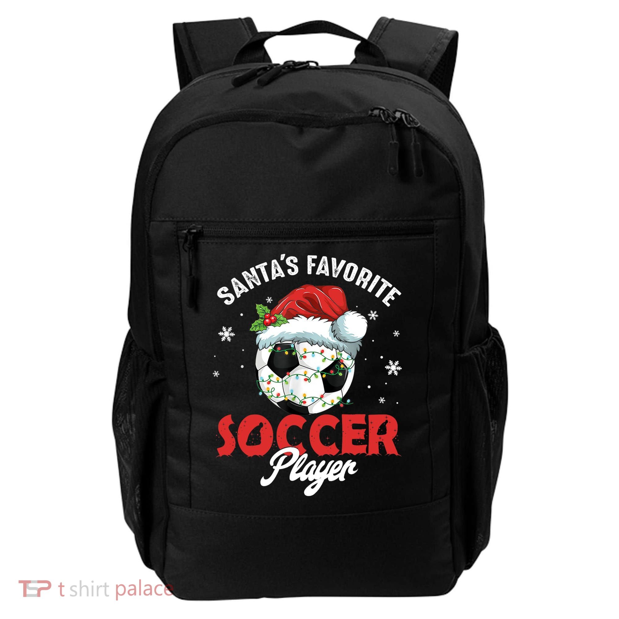 Funny Santa's Favorite Soccer Player Christmas Pajama TShirt Backpack