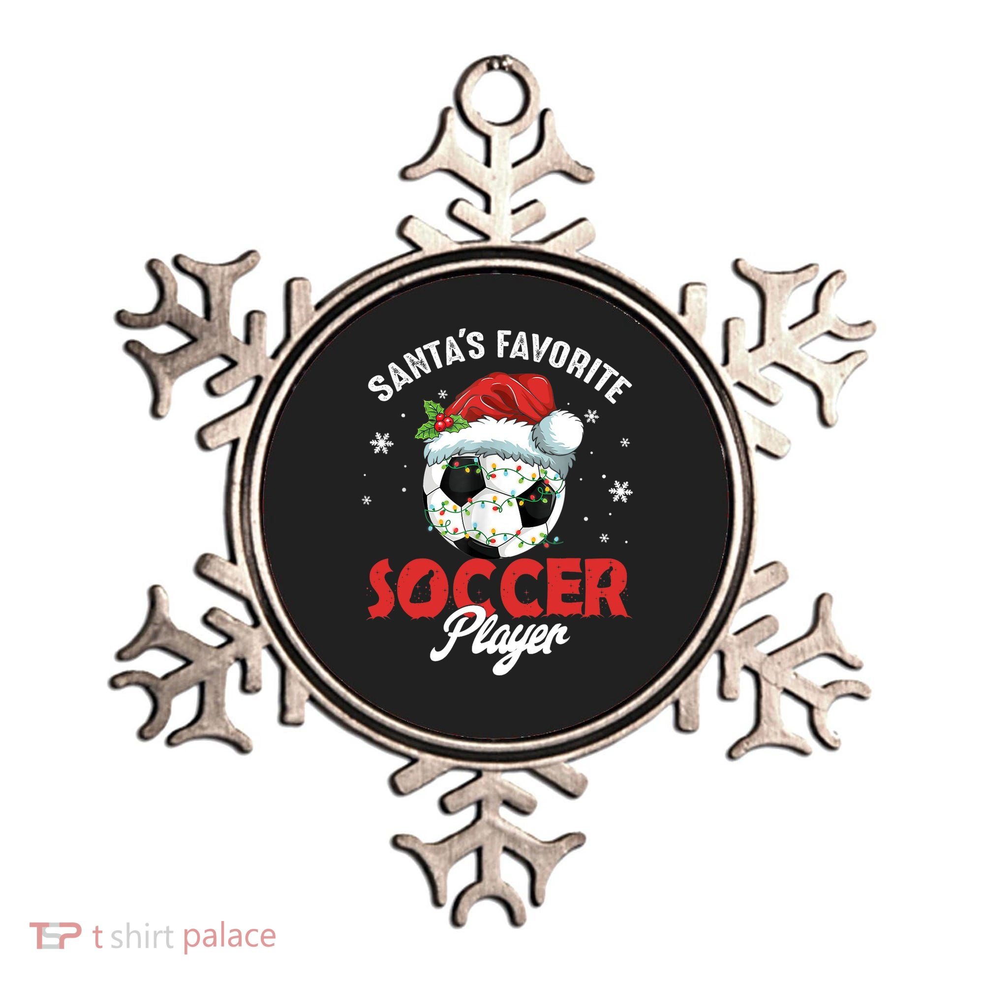 Funny Santa's Favorite Soccer Player Christmas Pajama TShirt Ornament