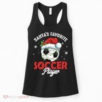 Funny Santa's Favorite Soccer Player Christmas Pajama TShirt Women's Tank Top thumb 0