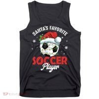 Funny Santa's Favorite Soccer Player Christmas Pajama TShirt Tank Top thumb 0