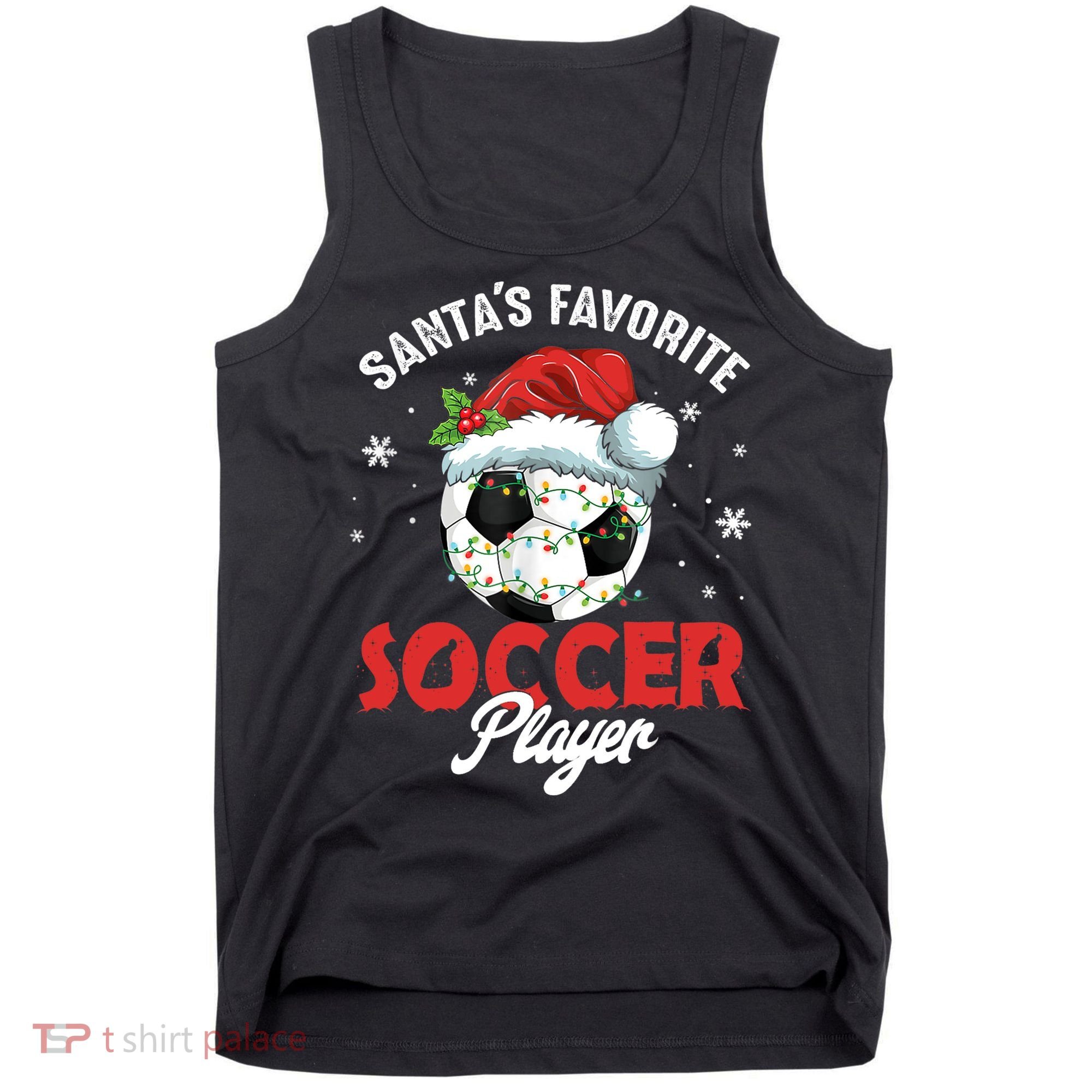 Funny Santa's Favorite Soccer Player Christmas Pajama TShirt Tank Top