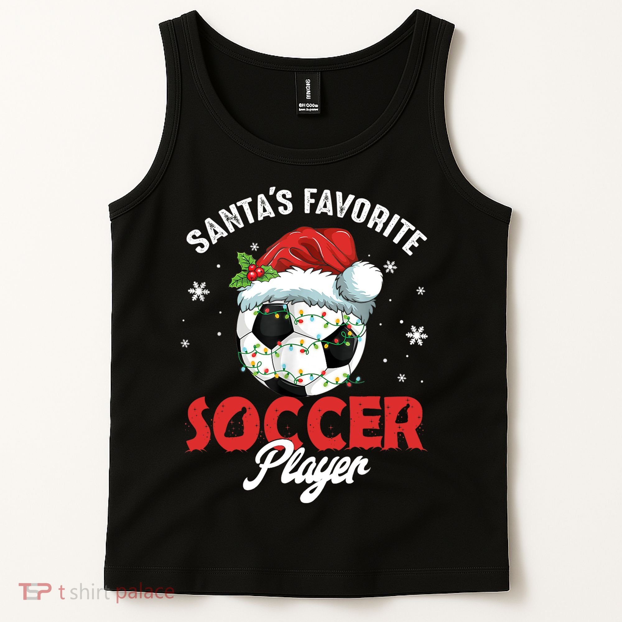 Funny Santa's Favorite Soccer Player Christmas Pajama TShirt Tank Top