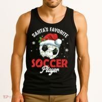 Funny Santa's Favorite Soccer Player Christmas Pajama TShirt Tank Top thumb 3