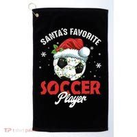 Funny Santa's Favorite Soccer Player Christmas Pajama TShirt Golf Towel thumb 0