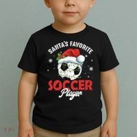 Funny Santa's Favorite Soccer Player Christmas Pajama TShirt Toddler T-Shirt thumb 2