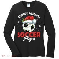 Funny Santa's Favorite Soccer Player Christmas Pajama TShirt Women's Long Sleeve Shirt thumb 0