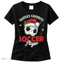Funny Santa's Favorite Soccer Player Christmas Pajama TShirt Women's T-Shirt thumb 0