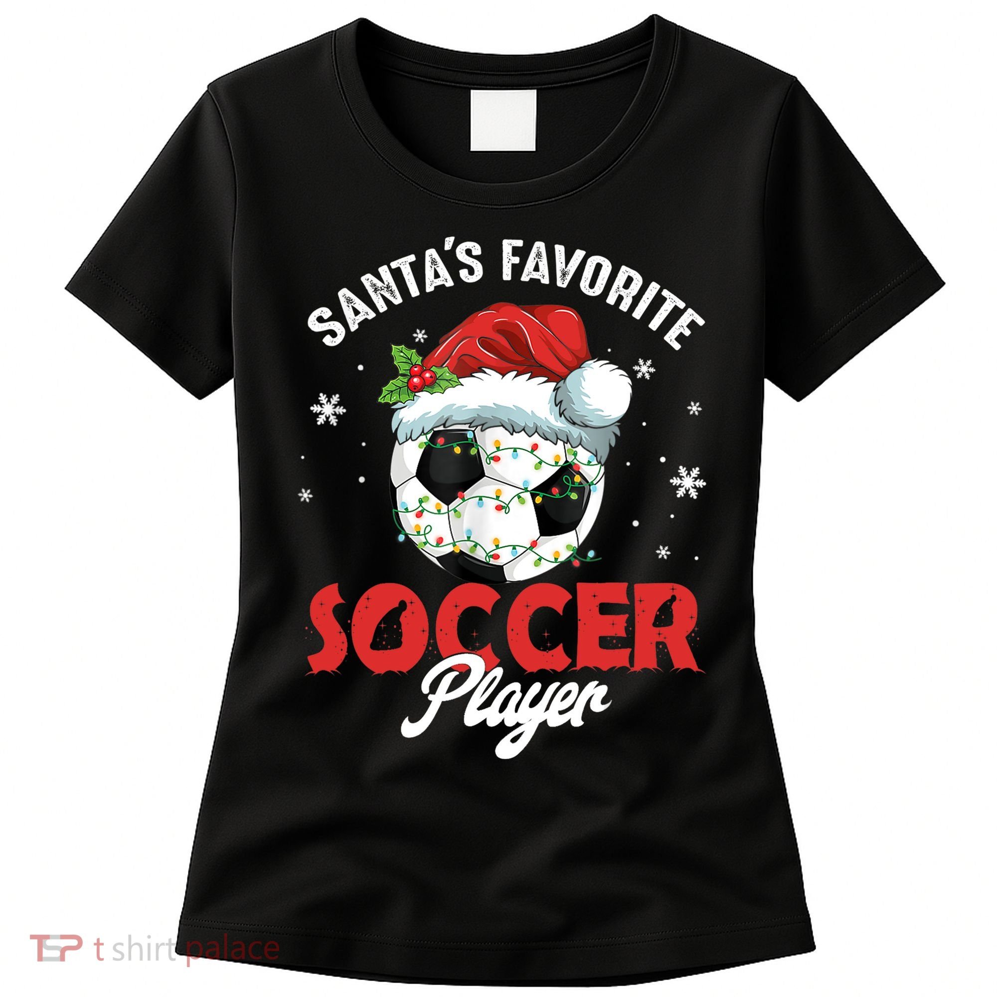 Funny Santa's Favorite Soccer Player Christmas Pajama TShirt Women's T-Shirt