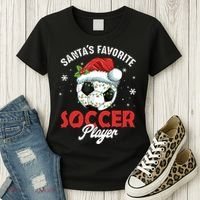 Funny Santa's Favorite Soccer Player Christmas Pajama TShirt Women's T-Shirt thumb 3