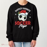 Funny Santa's Favorite Soccer Player Christmas Pajama Women's Sweatshirt thumb 0