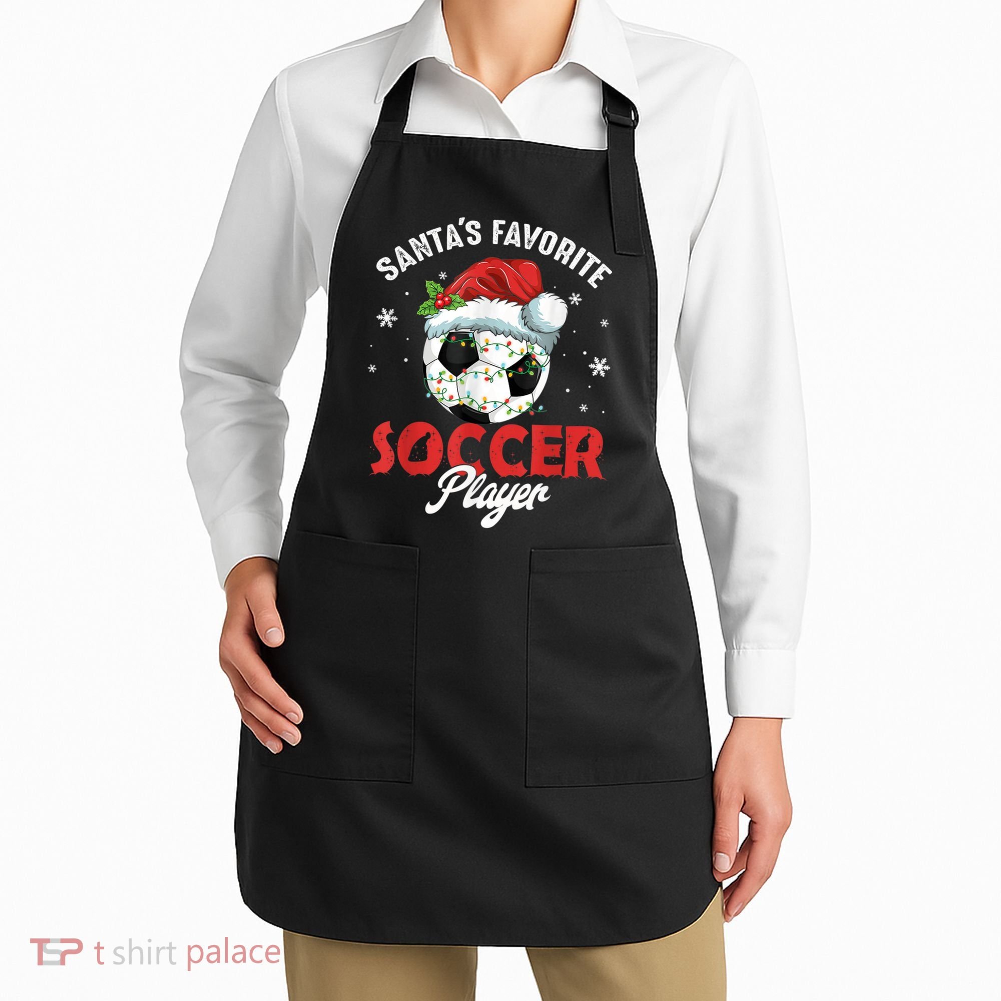Funny Santa's Favorite Soccer Player Christmas Pajama Apron