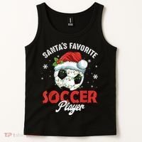 Funny Santa's Favorite Soccer Player Christmas Pajama Tank Top thumb 2