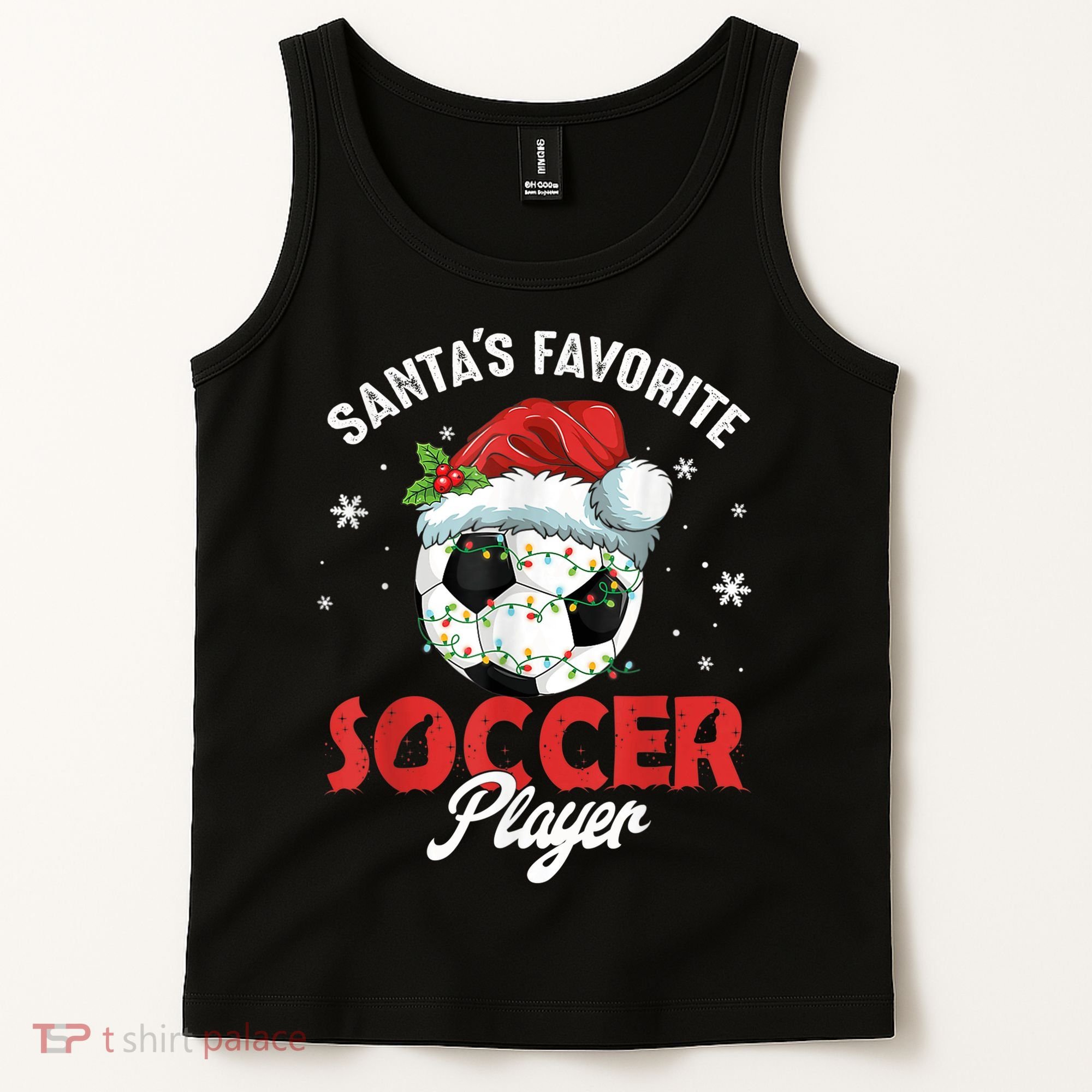 Funny Santa's Favorite Soccer Player Christmas Pajama Tank Top