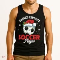 Funny Santa's Favorite Soccer Player Christmas Pajama Tank Top thumb 3