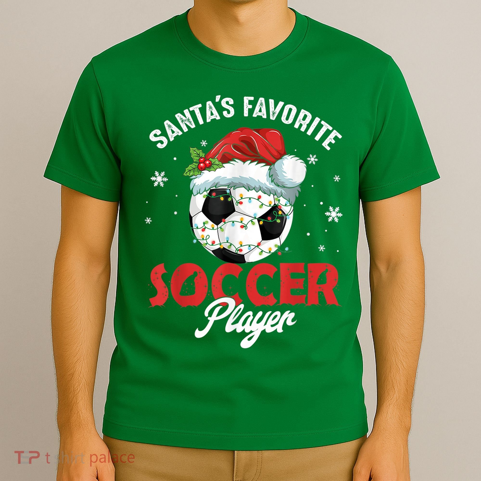 Funny Santa's Favorite Soccer Player Christmas Pajama T-Shirt